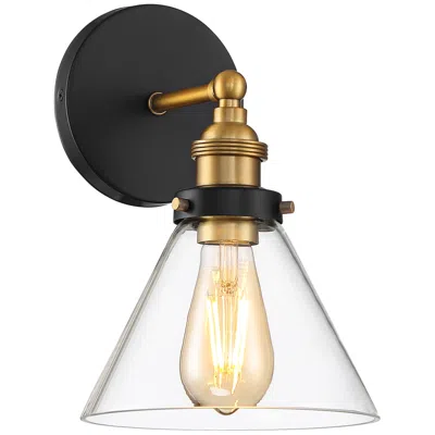 360 Lighting Burke 10 3/4" Black And Brass Glass Led Wall Sconce