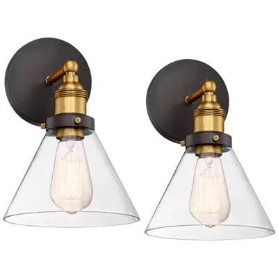 360 Lighting Burke 10 3/4" Bronze Warm Brass Led Wall Sconces Set Of 2