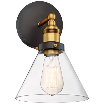 360 Lighting Burke 10 3/4" High Bronze And Warm Brass Led Wall Sconce