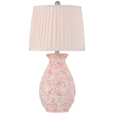 360 Lighting Buttercup 25"h Pink And White Flowers Ceramic Table Lamp With Dimmer