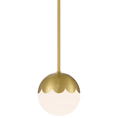 360 Lighting Camila 7" Antique Brass White Glass Globe Mini Pendant