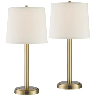 360 Lighting Camile 25" Brass Finish Metal Usb Table Lamps Set Of 2