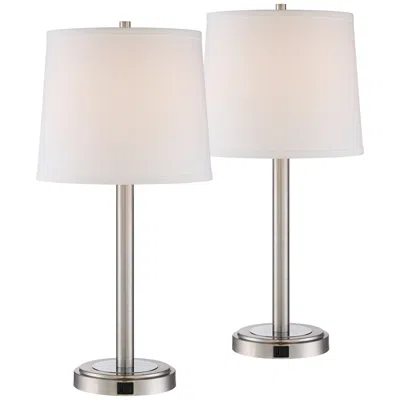360 Lighting Camile 25" Brushed Nickel Metal Usb Table Lamps Set Of 2