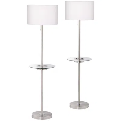 360 Lighting Caper 60 1/2" Tray Table Usb Floor Lamps Set Of 2