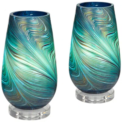360 Lighting Carmen 12.5" High Art Glass Accent Lamps Set Of 2