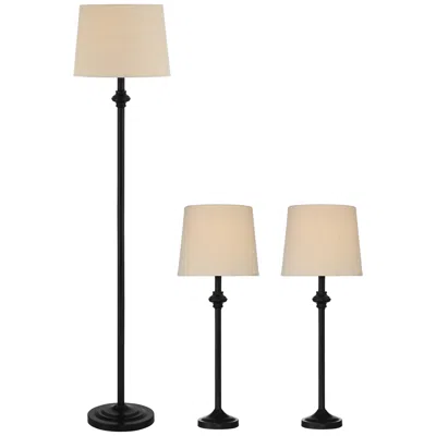 360 Lighting Carter Black And Cream 3-piece Floor And Table Lamp Set