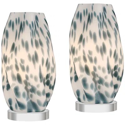360 Lighting Chelsea 13" High Blue And White Spotted Accent Lamp Set Of 2