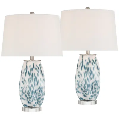 360 Lighting Chelsea 25" High White And Blue Nightlight Table Lamp Set Of 2
