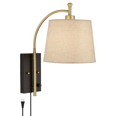 360 Lighting Chester Antique Brass And Black Swing Arm Plug-in Wall Lamp
