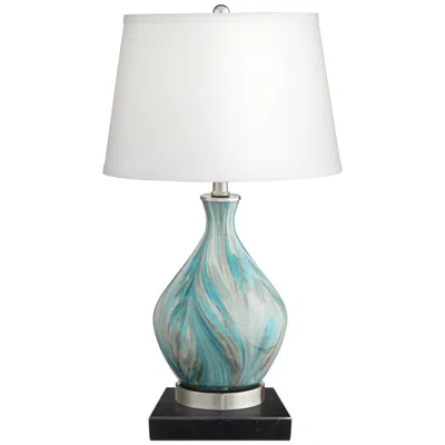 360 Lighting Cirrus 22" Vase Table Lamp With Square Black Marble Riser