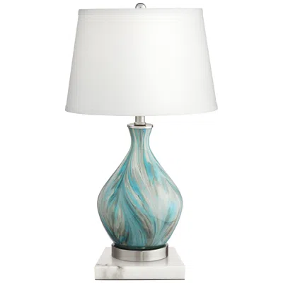 360 Lighting Cirrus 22" Vase Table Lamp With Square White Marble Riser