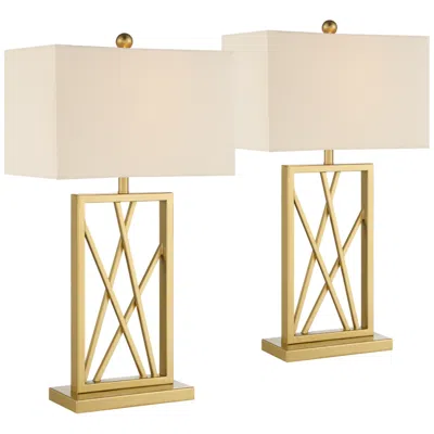 360 Lighting Claudia Gold Open Metal Base Table Lamps Set Of 2