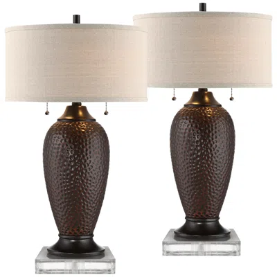 360 Lighting Cody 27 1/2" Hammered Bronze Table Lamps With Risers