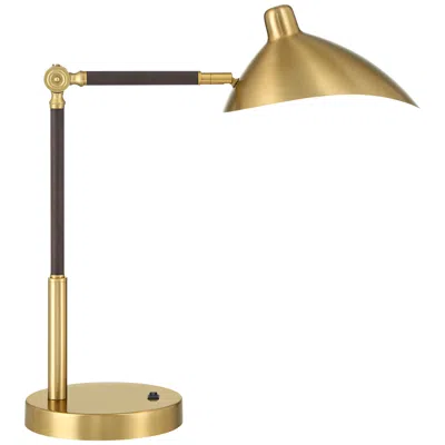 360 Lighting Colborne 28" Leather Wrap Brass Mid-century Desk Lamp