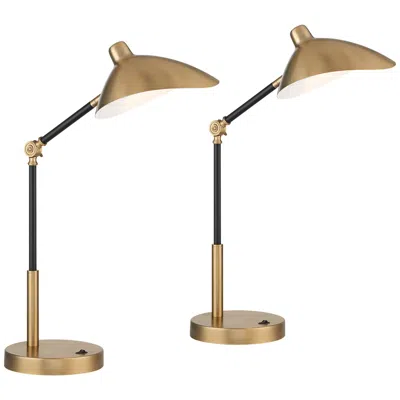 360 Lighting Colborne Adjustable Gold Black Led Usb Desk Lamps Set Of 2
