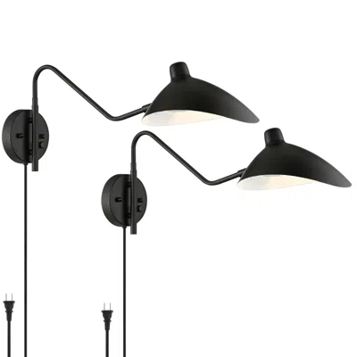 360 Lighting Colborne Black Angled Plug-in Swing Arm Wall Lamps Set Of 2