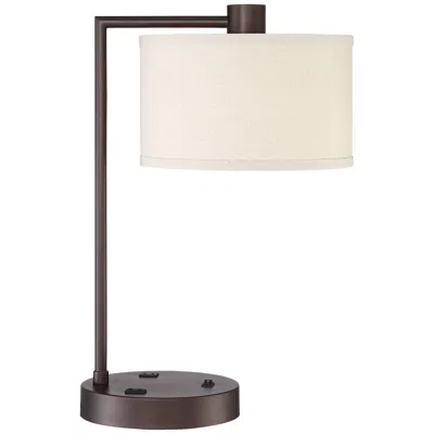 360 Lighting Colby 21" High Bronze Desk Lamp With Outlet And Usb Port