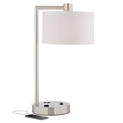 360 Lighting Colby 21" Nickel Desk Lamp With Outlet And Usb Port