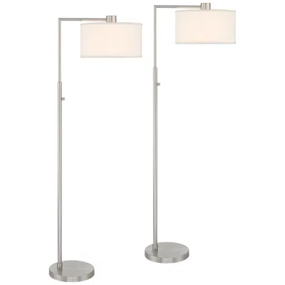 360 Lighting Colby 61" Brushed Nickel Downbridge Floor Lamps Set Of 2