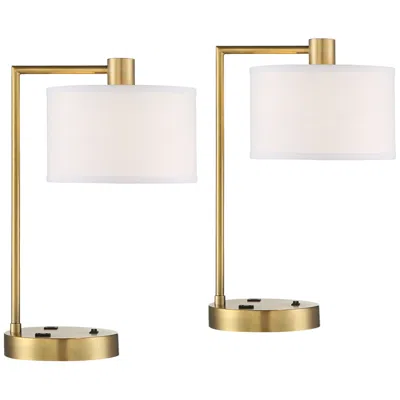 360 Lighting Colby Gold Outlet Usb Lamps Set Of 2 With Smart Sockets