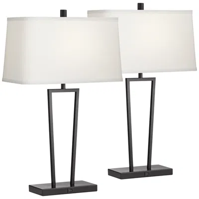 360 Lighting Cole 27" High Black Metal Usb Table Lamps Set Of 2