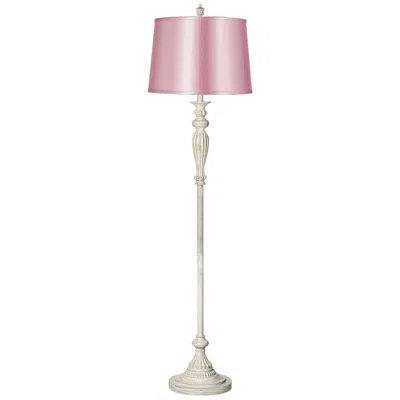 360 Lighting Colonnade 60"h Antique White Floor Lamp With Pale Pink Shade