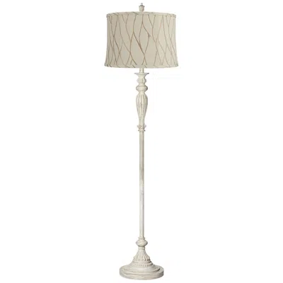 360 Lighting Colonnade 60"h Antique White Kinmen Cream Shade Floor Lamp