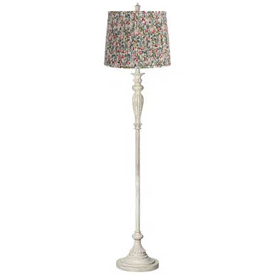 360 Lighting Colonnade 60"h Distressed Antique White Floor Lamp With Meadow Shade