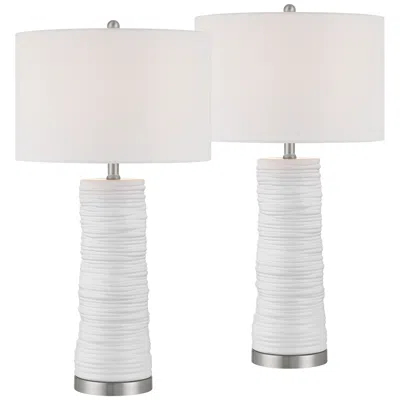 360 Lighting Contours 27 1/2" High Modern White Ceramic Table Lamp Set Of 2