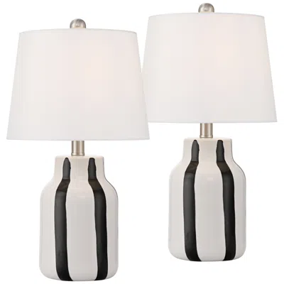 360 Lighting Cookies And Cream 20 1/2 High Black And White Ceramic Table Lamp Set Of 2