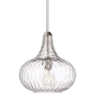360 Lighting Cora 11" Wide Modern Nickel And Textured Glass Pendant