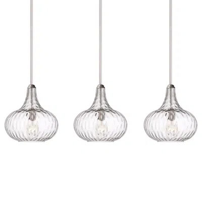 360 Lighting Cora 11" Wide Modern Nickel And Textured Glass Pendant Set Of 3
