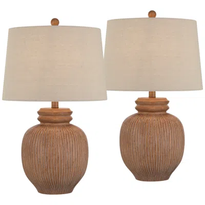 360 Lighting Corfu 24 1/2" High Beige Almond Table Lamp Set Of 2