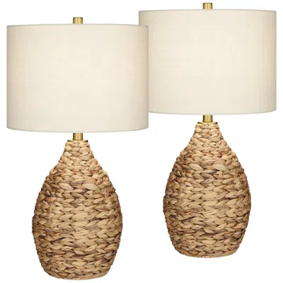 360 Lighting Corona 25 1/2" Woven Reed Modern Coastal Lamps Set Of 2