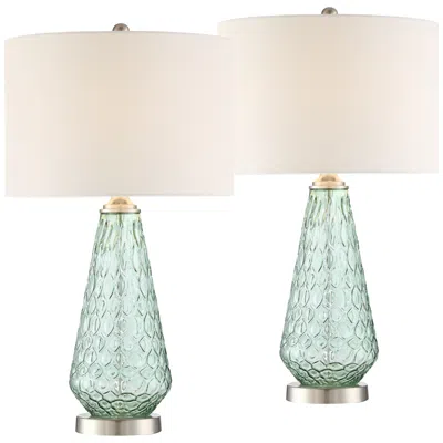 360 Lighting Corsica Modern Coastal Seafoam Green Glass Table Lamp Set Of 2