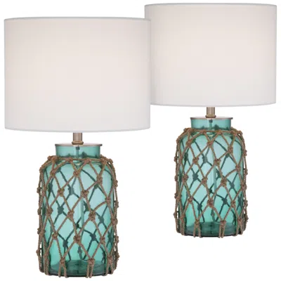 360 Lighting Crosby 22 1/2" Blue Glass Bottle Table Lamps Set Of 2