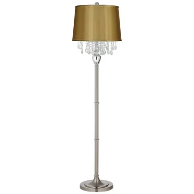 360 Lighting Crystals 60 1/2" Steel Floor Lamp With Gold Satin Shade