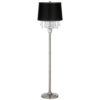 360 Lighting Crystals 62 1/2" Black Satin Brushed Nickel Floor Lamp