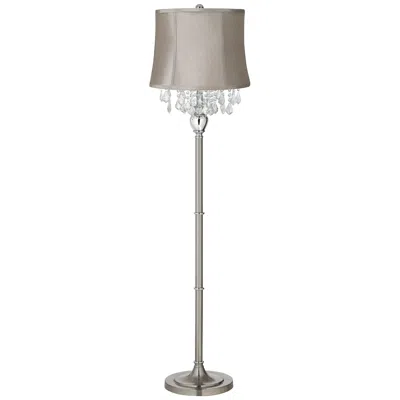 360 Lighting Crystals 62 1/2" Taupe Gray Brushed Nickel Floor Lamp