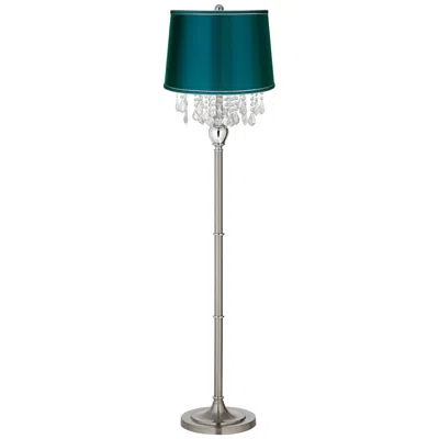 360 Lighting Crystals 62 1/2" Teal Blue And Brushed Nickel Floor Lamp