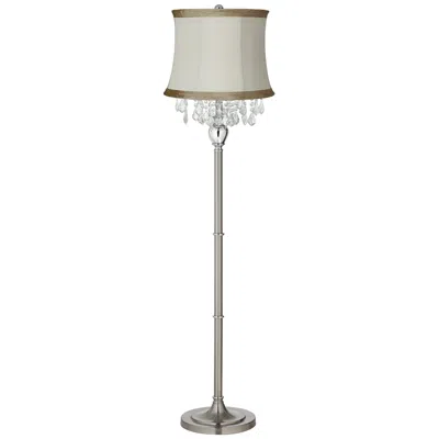 360 Lighting Crystals Ivory Linen Shade Brushed Nickel Floor Lamp