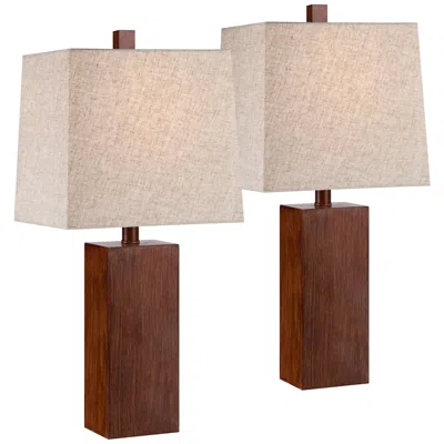 360 Lighting Darryl 23" Wood Finish Rectangular Table Lamps Set Of 2