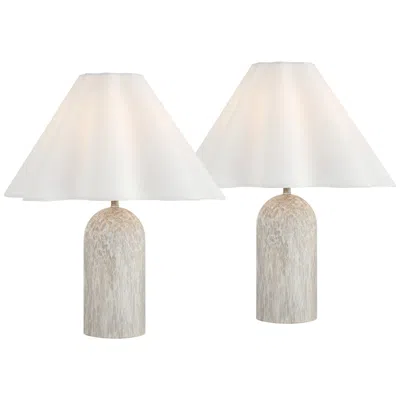 360 Lighting Demi 17 3/4" High Marbleized Beige Metal Accent Table Lamp Set Of 2