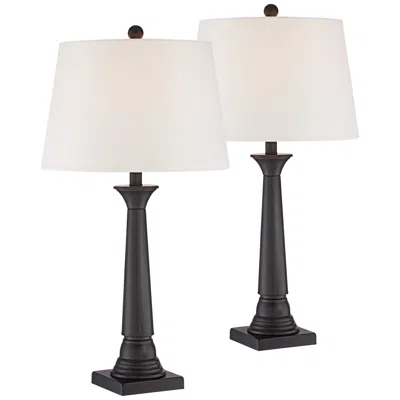 360 Lighting Dolbey 28" Black Bronze Column Table Lamps Set Of 2