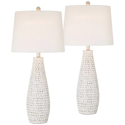 360 Lighting Dot 29 1/2" Modern White Usb Table Lamps Set Of 2