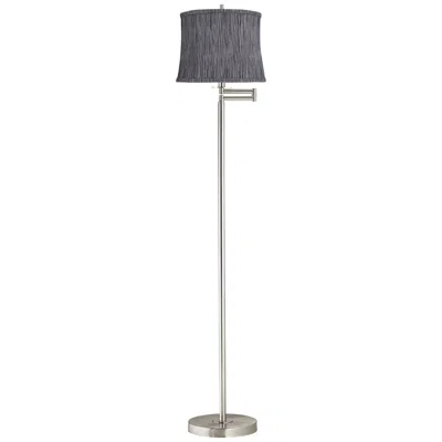 360 Lighting Druckman 60 1/2"h Nickel With Kensing Gray Shade Swing Arm Floor Lamp