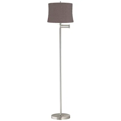 360 Lighting Druckman 60 1/2"h Nickel With Sierra Gray Shade Swing Arm Floor Lamp