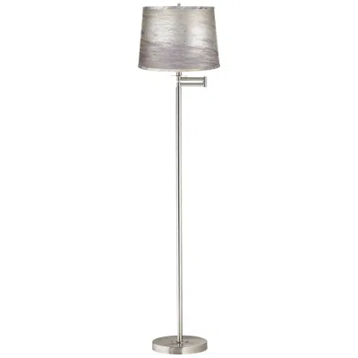 360 Lighting Druckman 60 1/2"h Nickel With Silver Gold Shade Swing Arm Floor Lamp