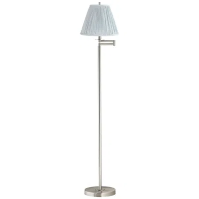 360 Lighting Druckman Brushed Nickel Swing Arm Floor Lamp W/ Classy Soft Blue Shade