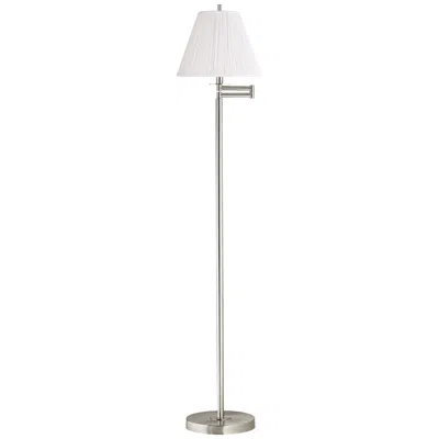360 Lighting Druckman Brushed Nickel Swing Arm Floor Lamp With Classy White Shade